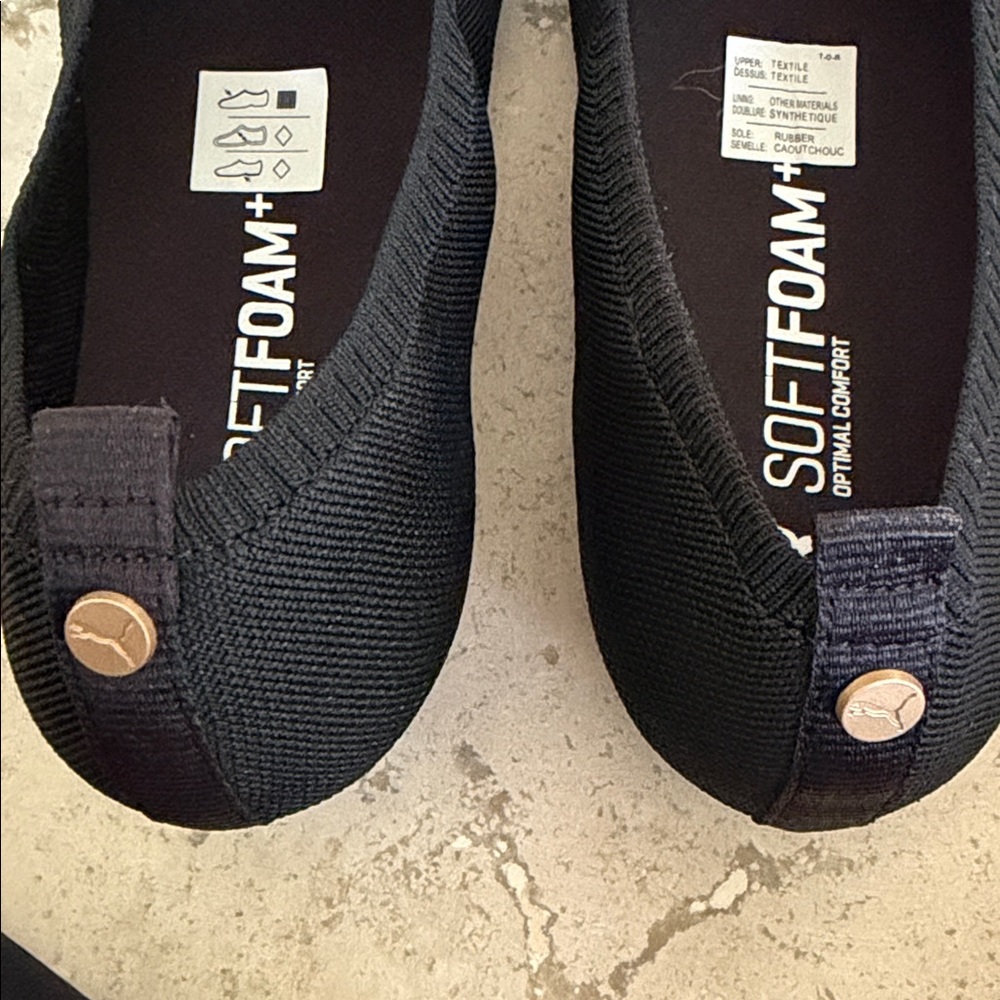 NWT PUMA Comfort Iliana Ballerina Black Fabric Ballet Flats Slip On Packable - Picture 5 of 6